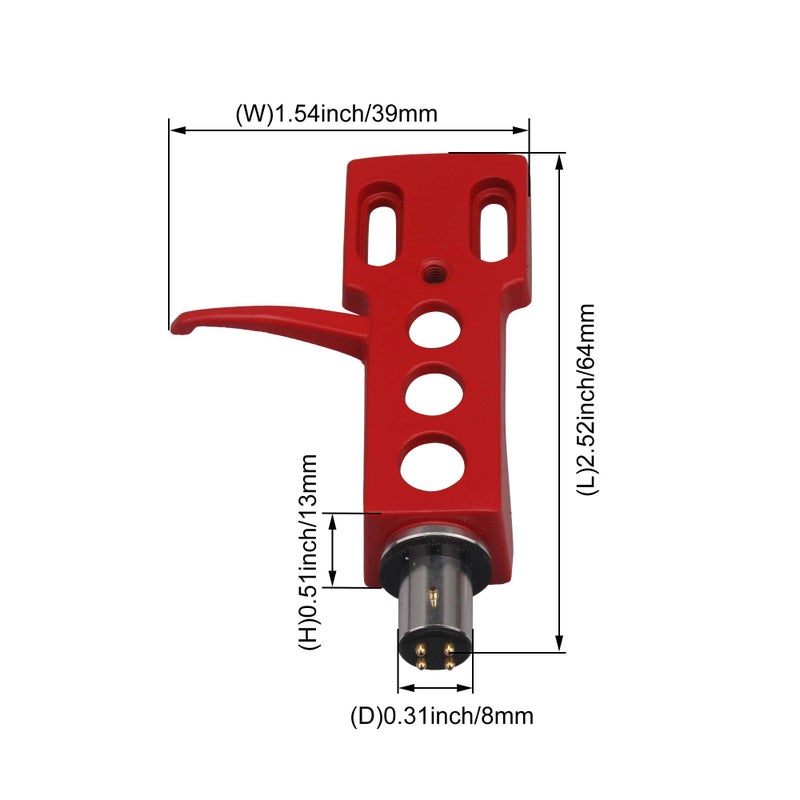 Mxfans Red Record Player Phonograph Cartridge Head Shell H-4 Headshell with 4 Wires - Image 4